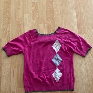 Liz Claiborne Pink Argyle Knit Sweater - Size Medium